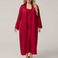 thumbnail image 5 of Wensltd Plus Size Nightgown Set for Women 2 Piece Solid Color Comfortable Long Sleeve Robe Home Clothes, 5 of 6