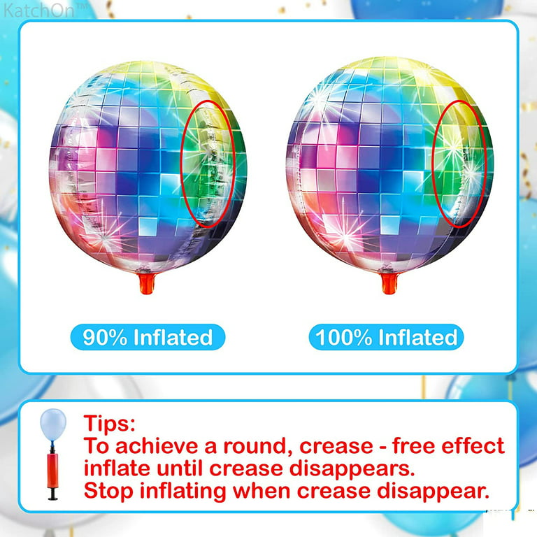 Disco Fever Two-Sided Round Foil Helium Balloon - Inflated Balloon