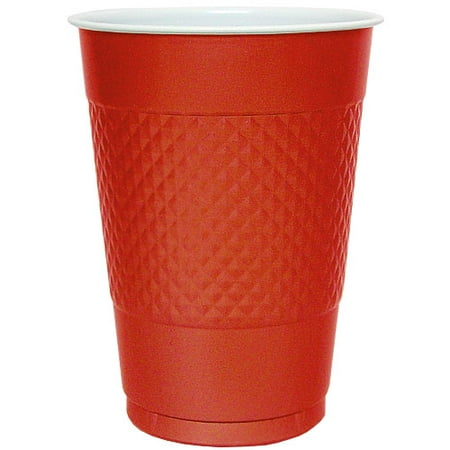 Hanna K Plasticware, Plastic Cup, Red, 16 Oz, 50 Ct