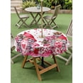 thumbnail image 3 of Outdoor Tablecloth with Umbrella Hole and Zipper, Valentine's Day Round Table Cloth 54 Inch Waterproof Tablecloth, Pink Love Gnomes Roses Romantic White Picnic Table Cover for Patio Camping, 3 of 7