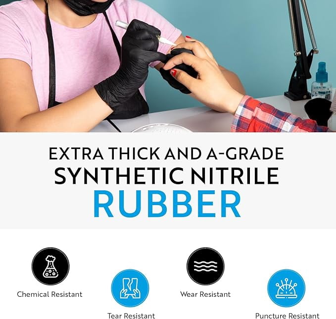 MEDELIM Disposable Nitrile Gloves: Latex & Powder-Free, Textured, Food-Safe, Black, Medium, 1000 Count
