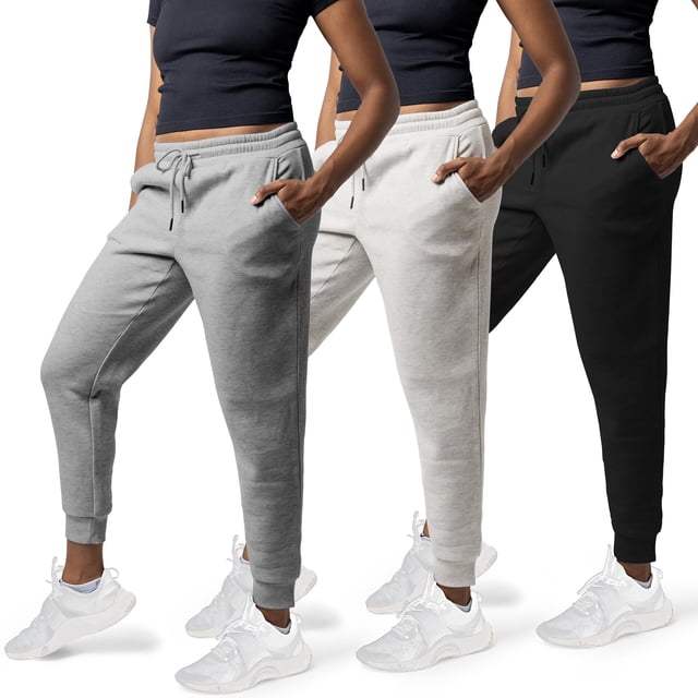Paquete de 3 pantalones de chándal Common Stitch para mujer, pantalones de chándal acogedores para mujer, pantalones de yoga de forro polar para mujer (disponibles en Plus)