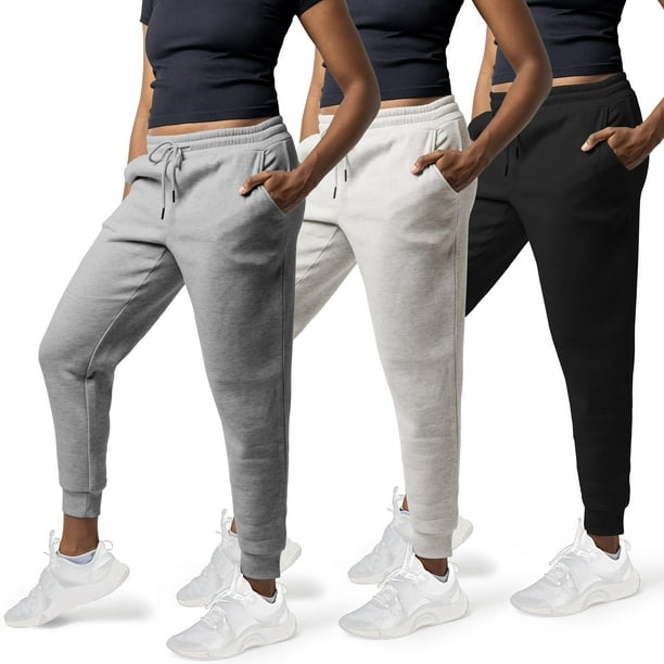 Paquete de 3 pantalones de chándal Common Stitch para mujer, pantalones de chándal acogedores para mujer, pantalones de yoga de forro polar para mujer (disponibles en Plus)
