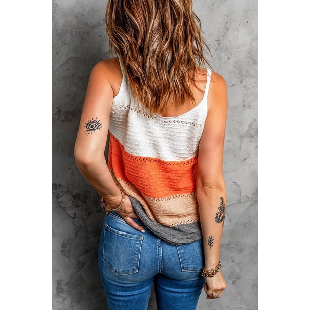ABPHQTO Camiseta sin mangas de punto gris con tirantes finos ajustables para mujer