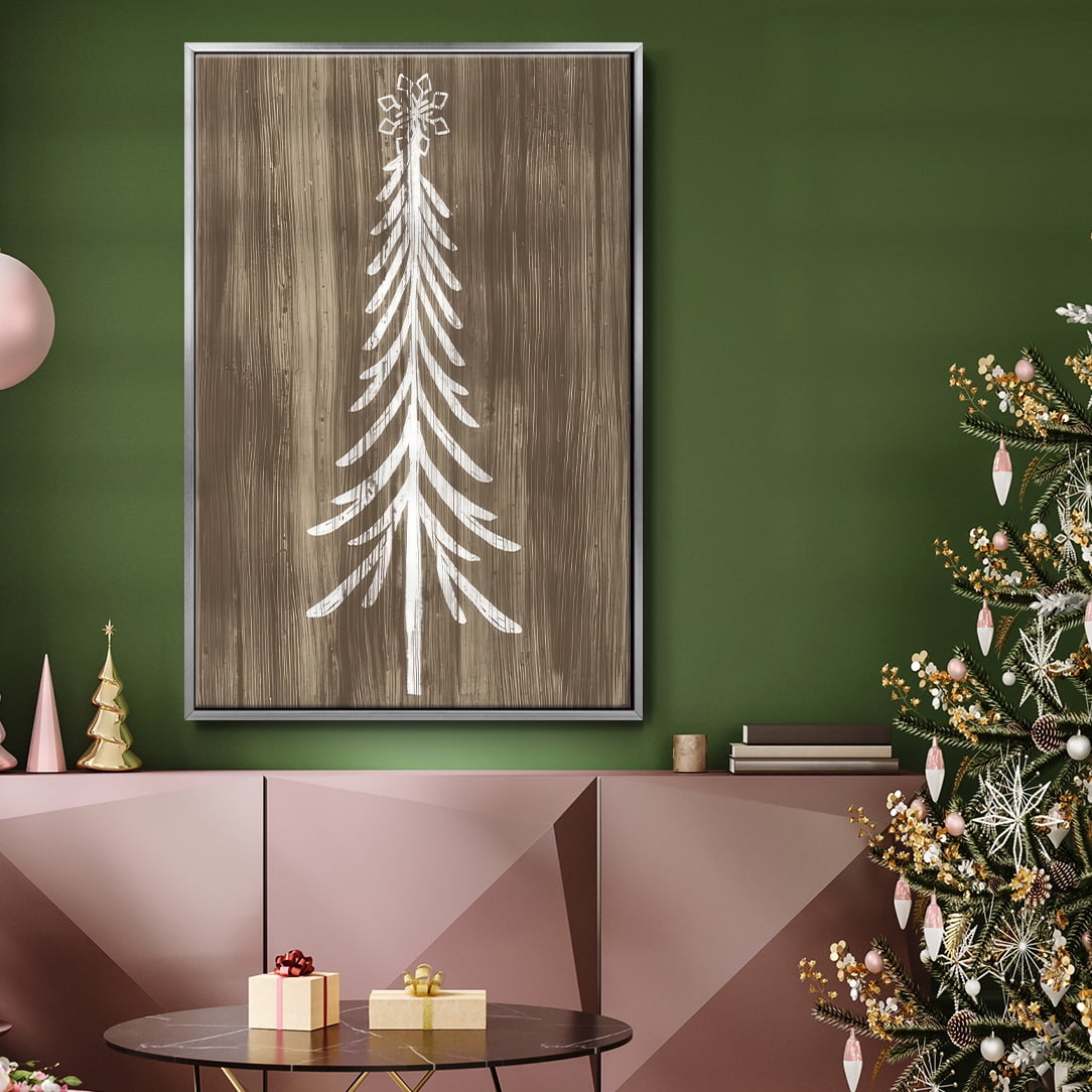 Barnwood Wonderland IX - Framed Gallery Wrapped Holiday Canvas - 25 x 37 - Silver Frame