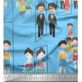 thumbnail image 2 of Soimoi Blue Cotton Voile Fabric Mirror Theme Human Figure Fabric Prints By Yard 42 Inch Wide, 2 of 3