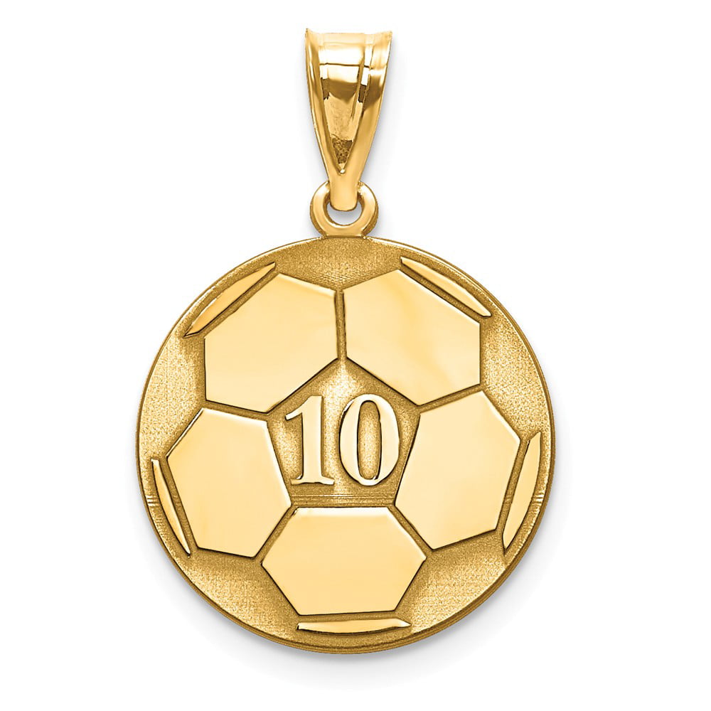 925 Sterling Silver Yellow Gold-Plated Laser Soccer Number And Name Pendant Charm