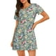 thumbnail image 1 of Balery Rose Flowers Camisón de manga corta con cuello redondo para mujer, cómodo y elegante., 1 of 6