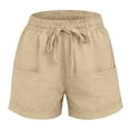 thumbnail image 5 of vigerkar Summer Shorts Casual High Waist Drawstring Shorts with Pockets, Lightweight Baggy Beach Vacation Shorts, Resort Lounge Bottoms, Going Out Comfy Trendy (Khaki, 3XL), 5 of 5