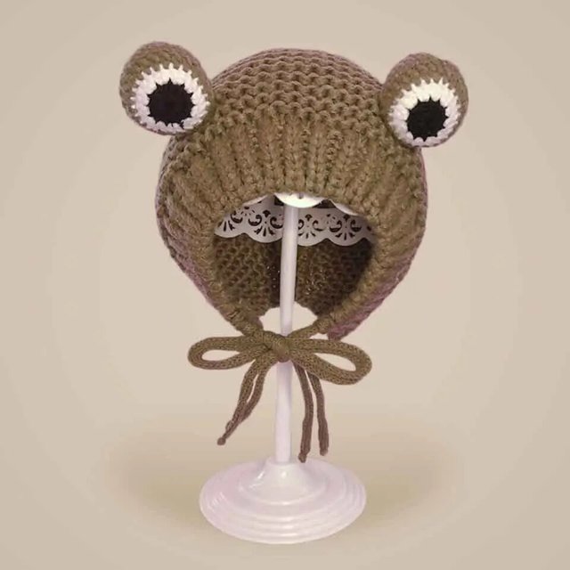 Gorros de punto de rana gruesa de felpa para niños, con pompón gorros de invierno, tejido de ganchillo grande para bebé, niño y niña, gorro de disfraz de Navidad