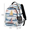 thumbnail image 2 of FORMRS Kids School Backpack Elementary Student Unisex Travel Bookbag with Reflective Stripes, White Hand Drawn Sailboats, 2 of 7