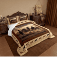 thumbnail image 4 of Manfei Cute Animal Horse Full Size Comforter Sets Galloping Horse Kawaii Farm Cowboy Bedding Sets,Brown 3 Pieces, 4 of 8