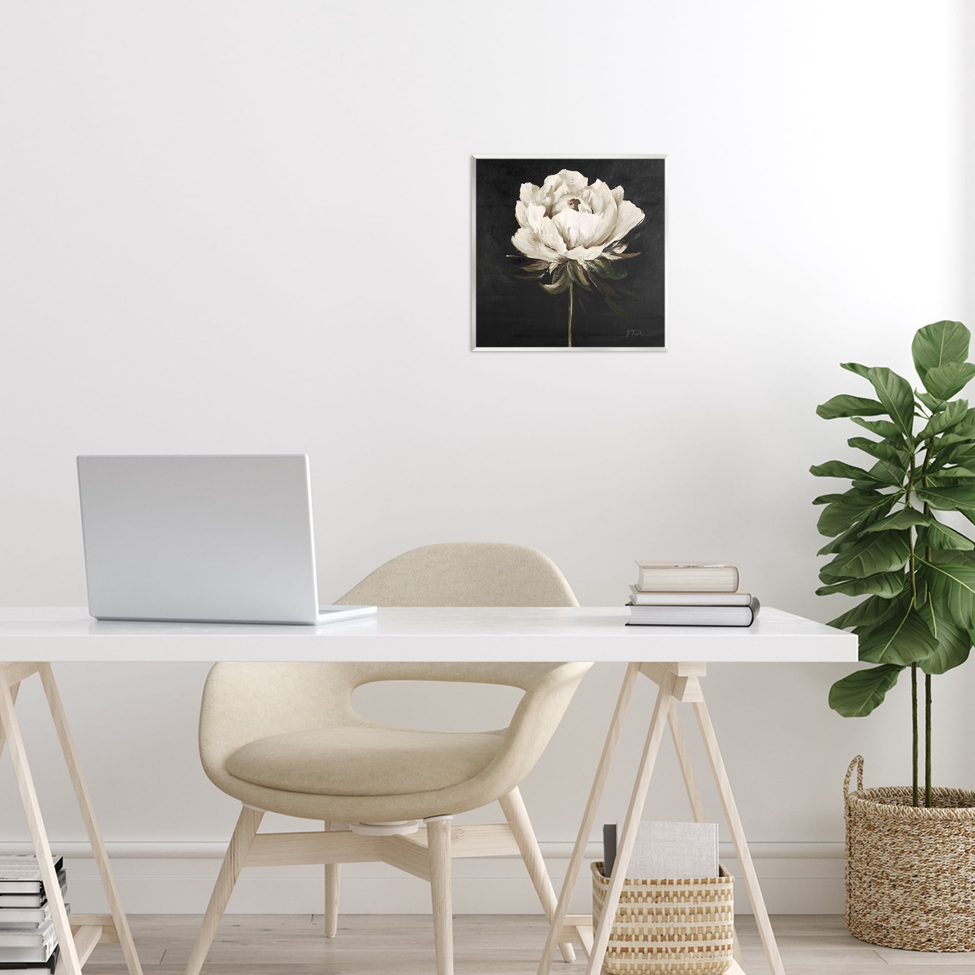 Stupell Industries Pretty Delicate Bloom on Black Wall Plaque Art, design by Patricia Pinto