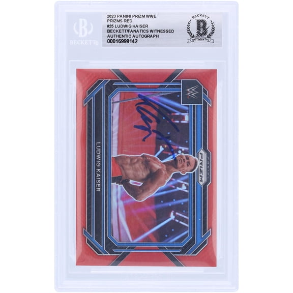 Ludwig Kaiser WWE Autographed 2023 Panini Prizm Red Prizm #25 #/299 Beckett Fanatics Witnessed Authenticated Card - Fanatics Authentic Certified