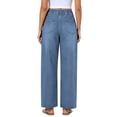 thumbnail image 5 of Tsesme Women’s Wide Leg Jeans, Elastic Waist Drawstring Loose Denim Trousers, Relaxed Fits Pants with Pockets, 5 of 8