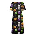 thumbnail image 6 of Women's Halloween Print Casual Dress, Round Neck with Pockets, Comfortable Relaxed Fit for Everyday Outings, Halloween Themed Cosplay Dress Green B XL, 6 of 6