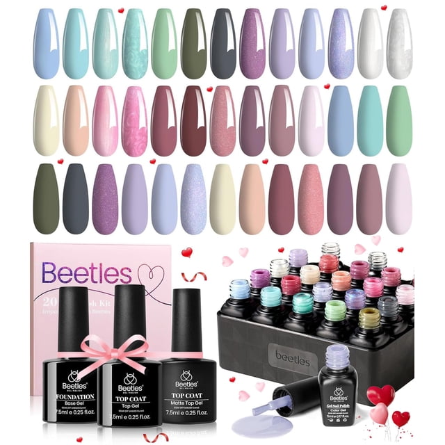 Set de esmaltes de uñas Beetles Healing Elixir, 20 colores, 23 unidades