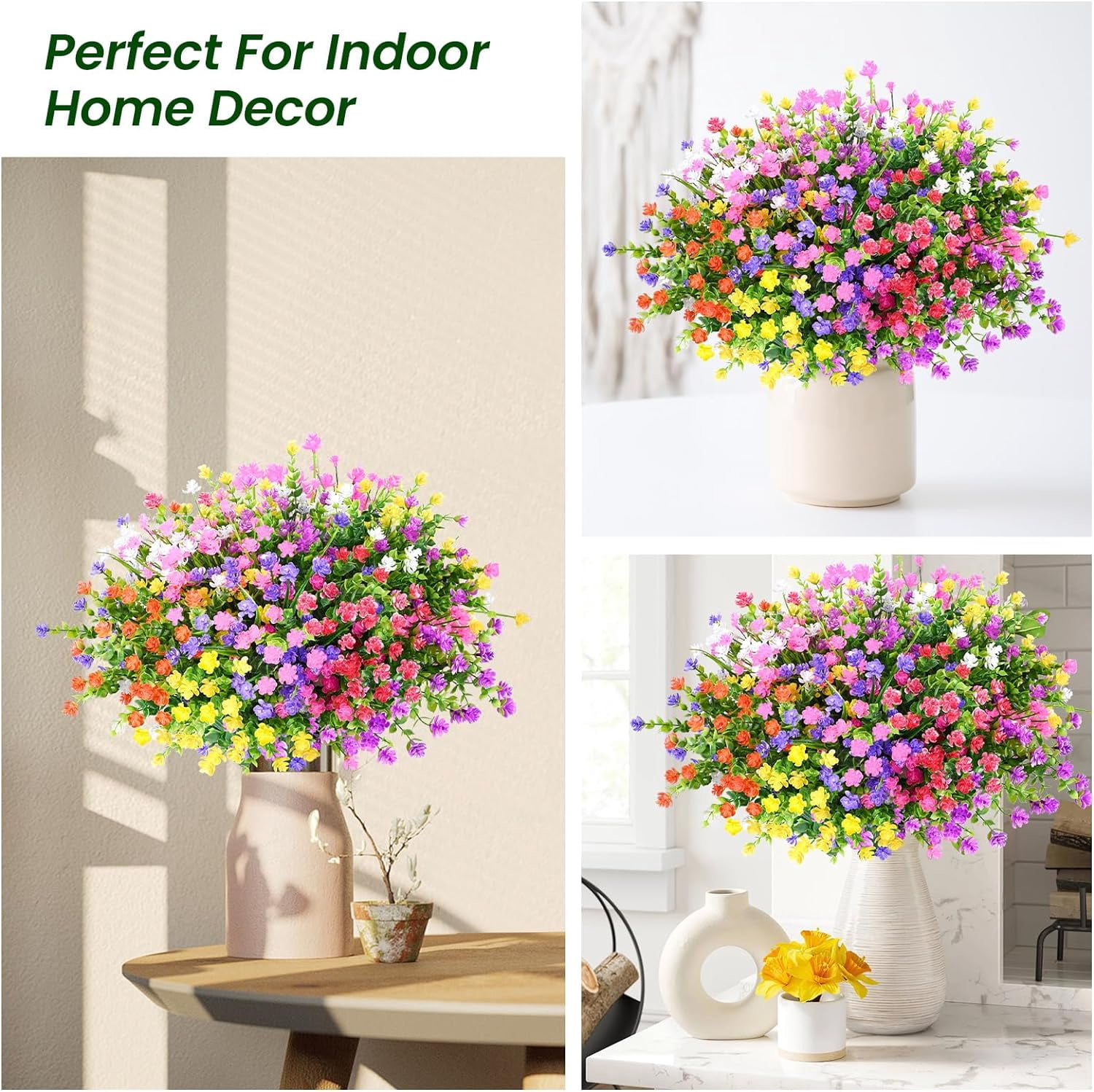 Artificial Plants Outdoor, 20PCS Artificial Flowers, UV Resistant Fake Flowers, Faux Flowers for Outdoor Planters for Front Porch Pot Decor
