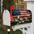 thumbnail image 3 of Vintage USA Flag Mailbox Cover American Flag Stars and Stripes White Floral Patriotic Magnetic Mailbox Covers Standard Size 18x21 Inch July 4th Letter Post Box Cover Home Courtyard Decors, 3 of 6