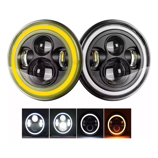 Redondo Ojo Ángel Wrangler Jeep Vocho Jk Par 7'' Faro H4 Led