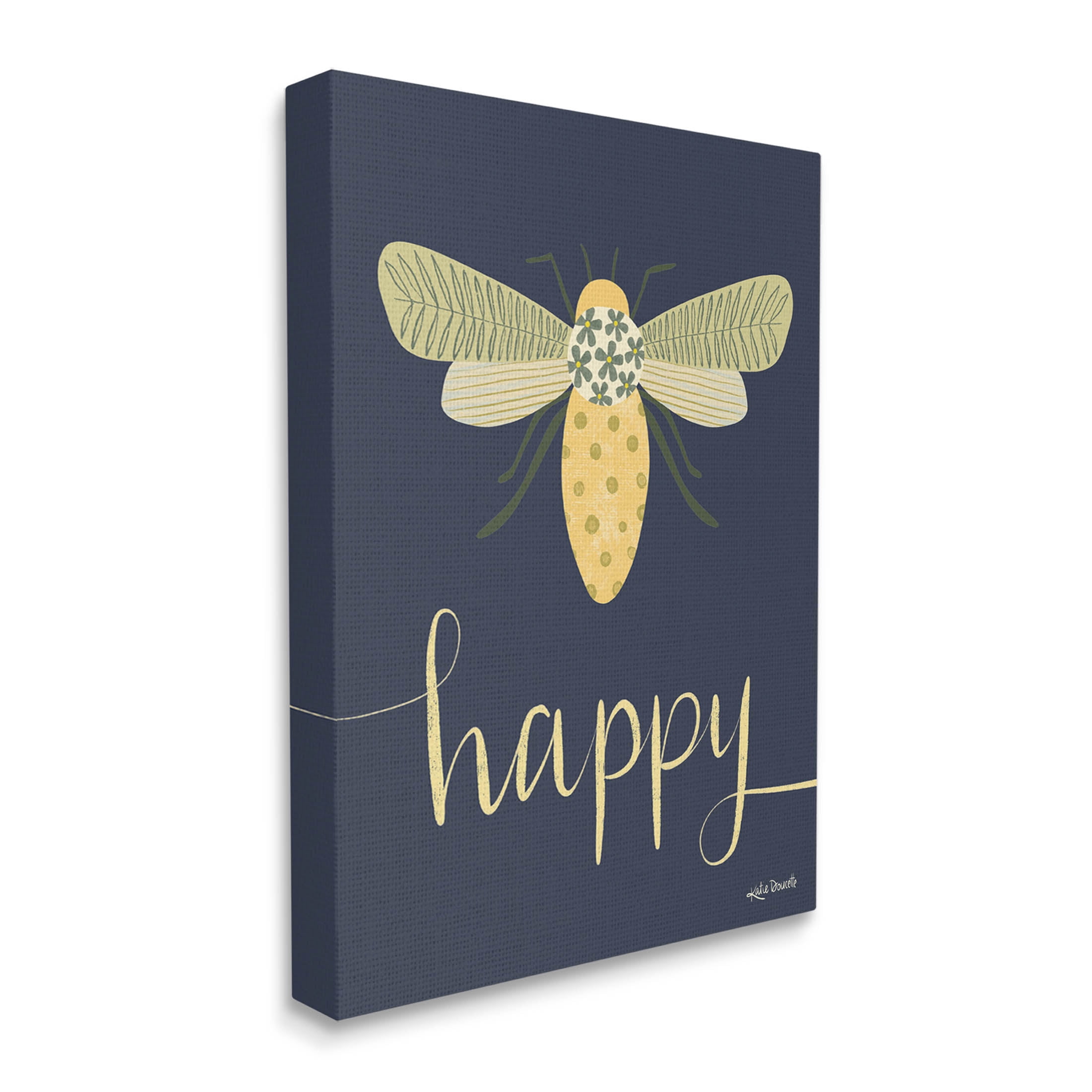 Stupell Industries Happy Patterned Insect Bug Calligraphy Graphic Art Gallery Wrapped Canvas Print Wall Art, Design by Katie Doucette