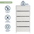 thumbnail image 6 of 5-Drawer Dresser with Extra Large Fabric Drawers, Wood Frame Dresser with 5 Drawers for Bedroom or Living Room Storage, Hallway, Fabric Bins for Closet or Hallway Storage Organizer, Toy Chest, White, 6 of 16