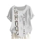 thumbnail image 1 of Blusas de Manga Corta para las Mujeres Impresas Cómodas Sueltas, Cuello Redondo Botón Casual Abajo para el Hogar Y el Uso Diario de la Moda, 1 of 3