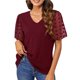 thumbnail image 1 of Camisa de manga corta acampanada con cuello en V para mujer, Top informal de verano para ocio, oficina y escuela, 1 of 5