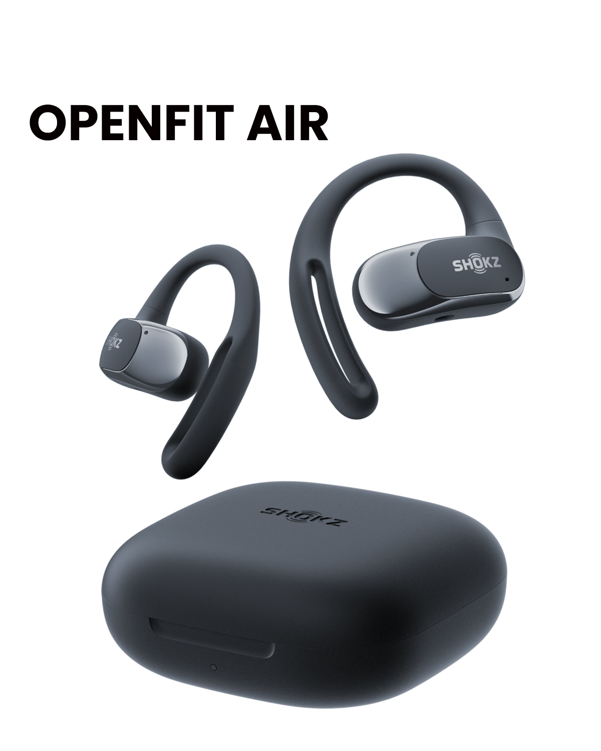 Shokz OpenFit Air - Open-Ear Headphones, True Wireless Earbuds, Water Resistant, Secure Earhooks for Daily Use, black