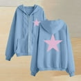 thumbnail image 2 of ShomPort Women's Star Printed Zip Up Oversized Long Sleeve Casual Pocket Fall Warm Drawstring Hoodie, 2 of 3