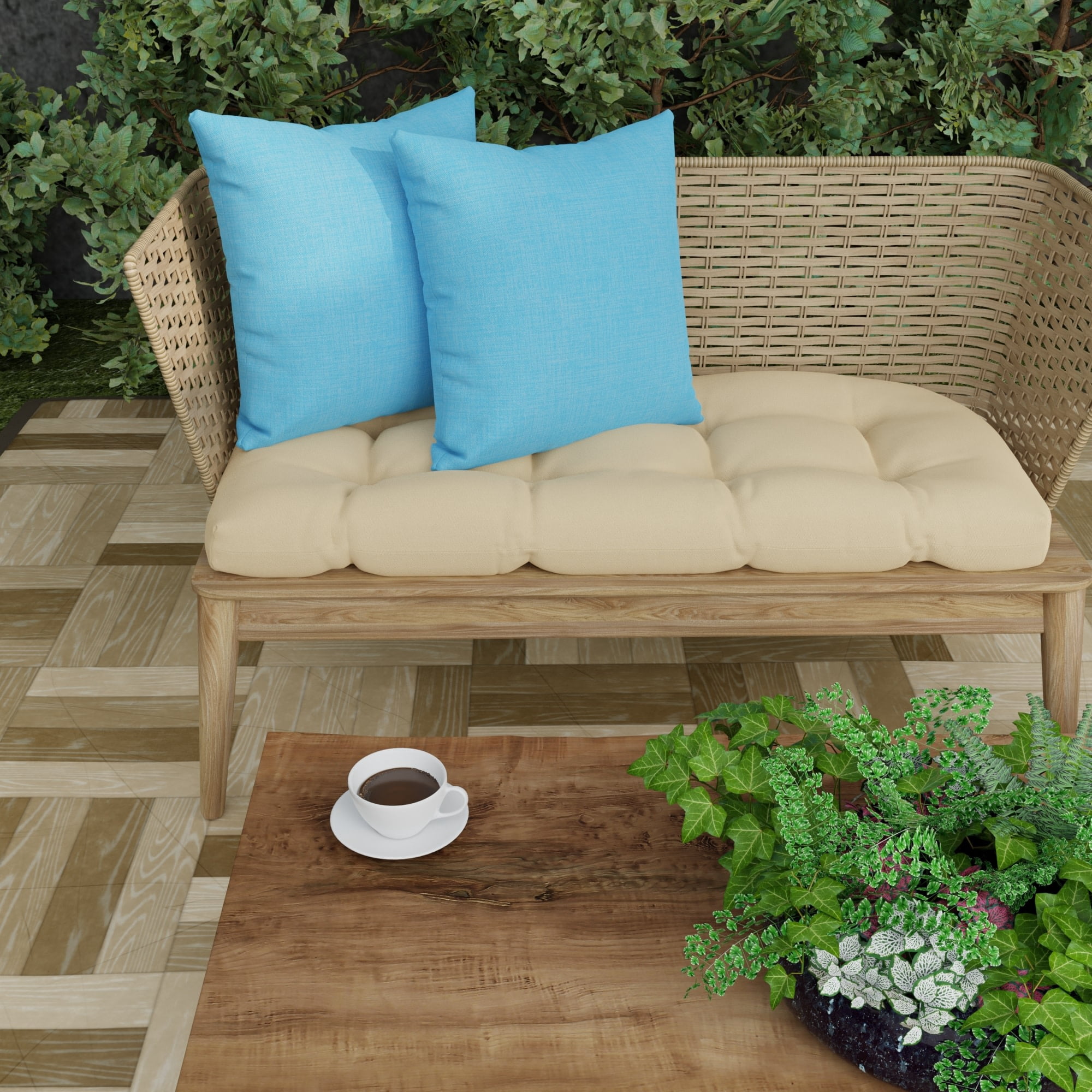 Jordan Manufacturing 16" x 16" Celosia Ice Blue Crosshatch Square Outdoor Throw Pillow (2 Pack)