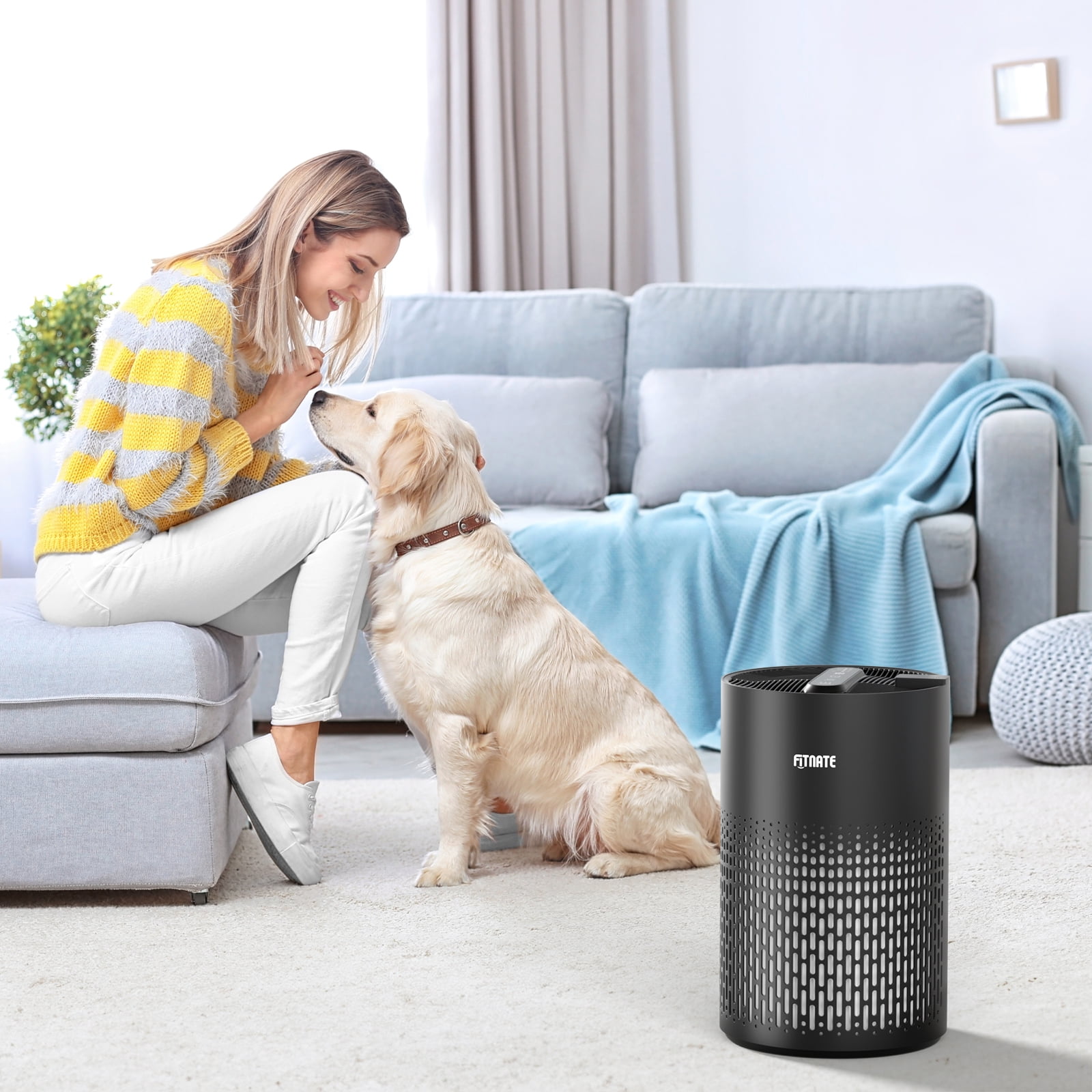 Fitnate 215 Sq Ft True HEPA Aromatherapy Air Purifier, Black
