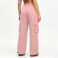 thumbnail image 6 of LVHAOGJOB Womens Cargo Pants with Pockets Straight Leg Pants Wide Leg Elastic Waist Trousers for Ladies Outdoor, 6 of 9