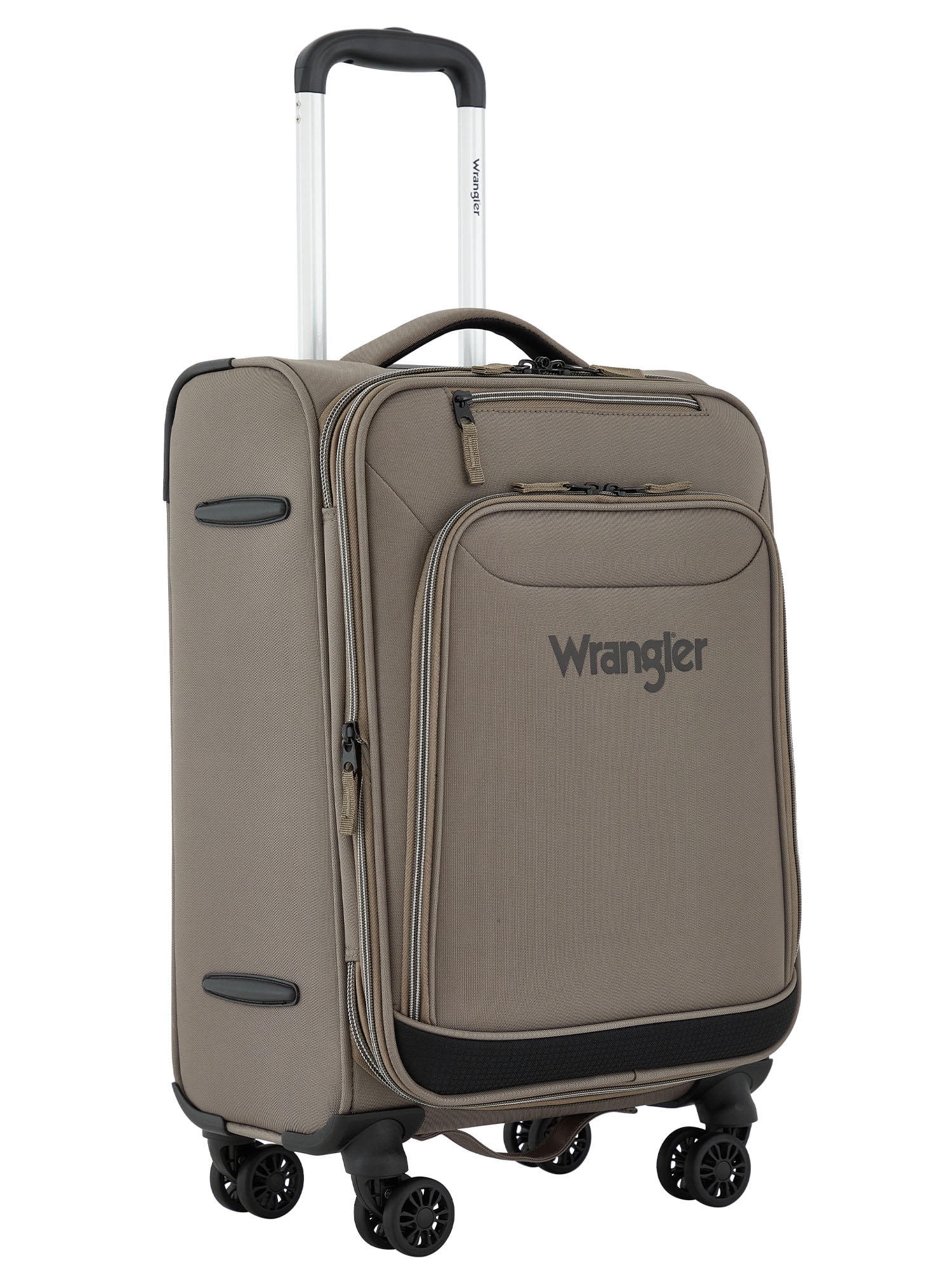 Wrangler 20-inch Expandable Rolling Carry-on with 8-Wheel System, Fallen Rock Brown