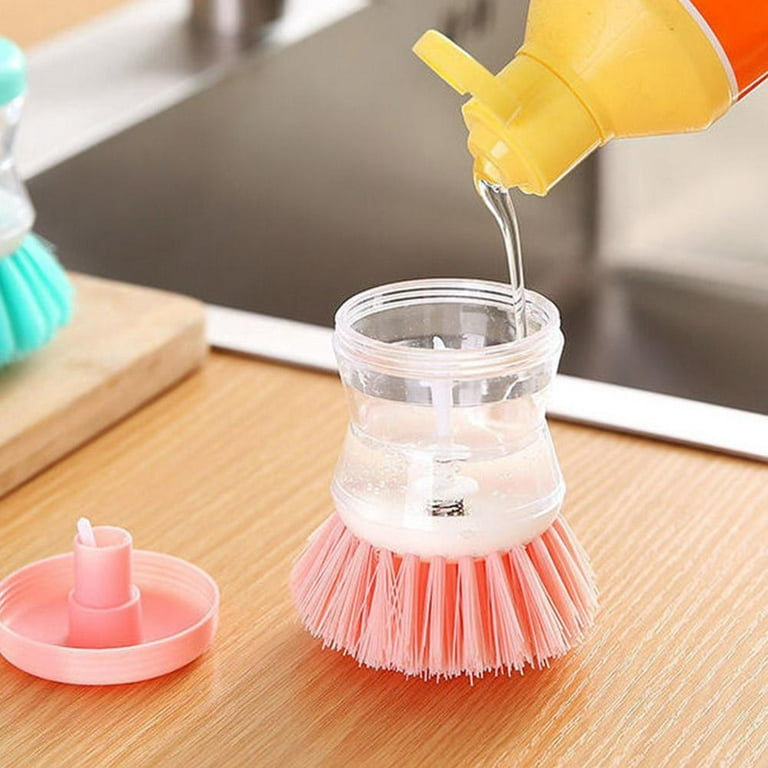 1pc Pink Cleaning Brush With Built-in Soap Dispenser, Multi-purpose Brush  For Dish, Pot And Sink
