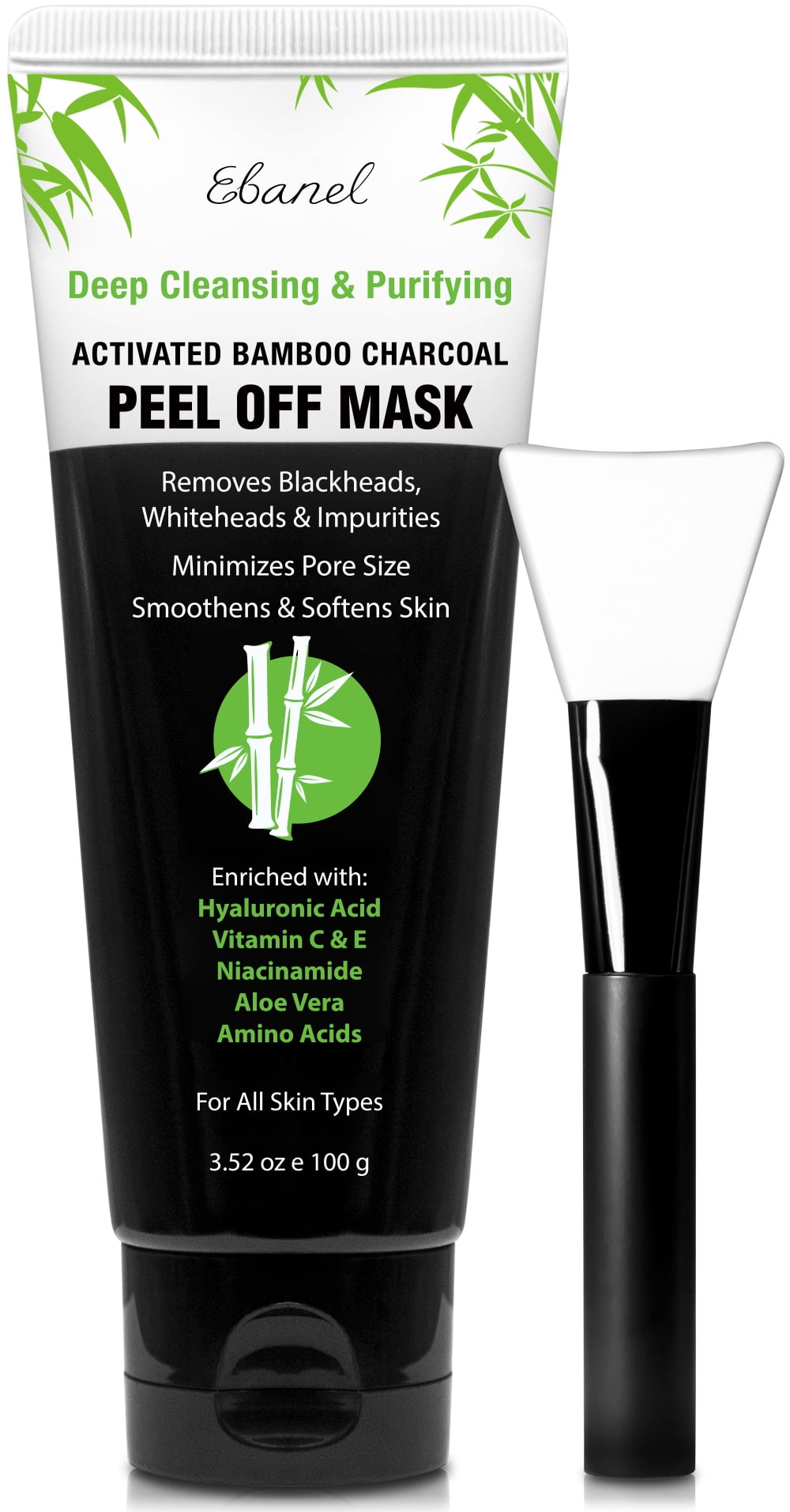 Ebanel Blackhead Remover Charcoal Peel Off Face Mask with Brush, Deep