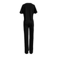 thumbnail image 6 of SELONE Lounge Sets for Women 2 Piece Outfits Dressy Pants Sets ’s Casual Fashion Solid Color Short Sleeve Top High Waist Straight Leg Pants Commuting Two-piece Set 6-Black XXL, 6 of 6