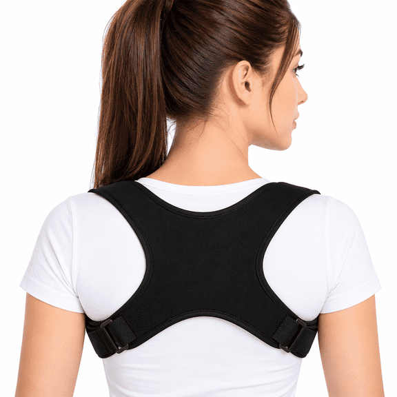 Posture Corrector for Men & Women, Adjustable Upper Back Brace, Breathable Shoulder and Back Support, Back Straightener for Daily Wear, Black