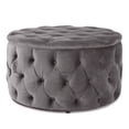 thumbnail image 2 of Grey Velvet Ottoman for Living Room, Bedroom, Dorm - Versatile Footrest, Extra Seating, Coffee Table Alternative, 2 of 8