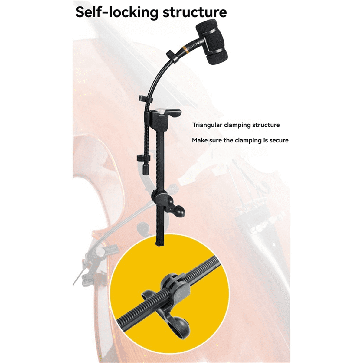 1*Musical instrument microphone clip-Black