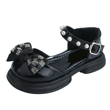 NOLDARES Girls Dress Shoes Slip-on Flower Girl Glitter Ballet Flats for Party  Wedding  Performance  Prom  Graduation(Black 33)