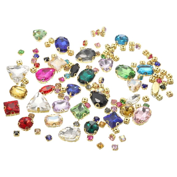 Uxcell Sew on Rhinestones Base Crystal Gems, Fit for Jewelry Clothes Costume Dress Garments Crafts - Mixed Shapes Mixed Colors