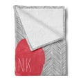 thumbnail image 2 of Thank You Soft Flannel Fleece Throw Blanket, Centered Big Heart Text Inside Short Stripes Love Theme Hatched Style, Cozy Plush for Indoor and Outdoor Use, 50" x 60", Dark Coral and Grey, by Ambesonne, 2 of 5