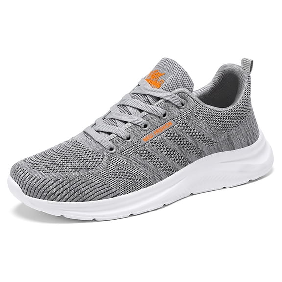 Men Sneakers Breathable Mesh lightweight Lace-up Woman Running Athletic Tennis Walking Shoes Gray Size 8
