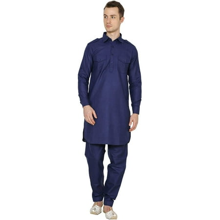 

Royal Kurta Men s Cotton Pathani Kurta Pyjama Blue