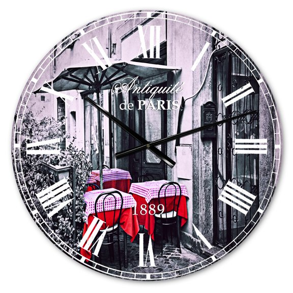 Designart 'Restaurant Terrace on the street' Industrial wall clock