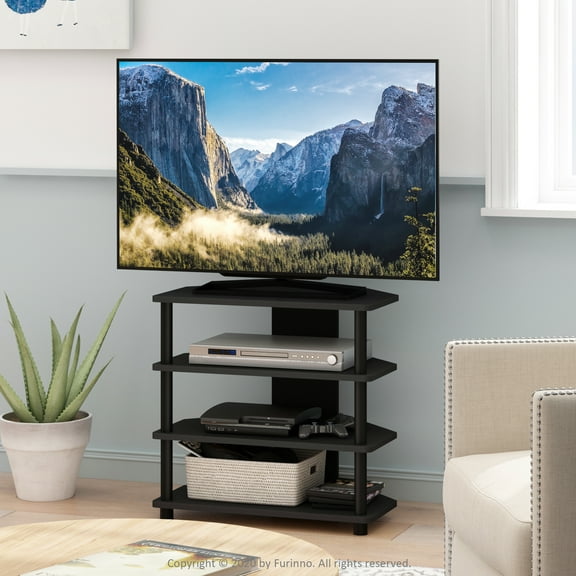 Furinno Econ Engineered Wood 4-Tier Petite TV Stand for TV up to 25" in Black