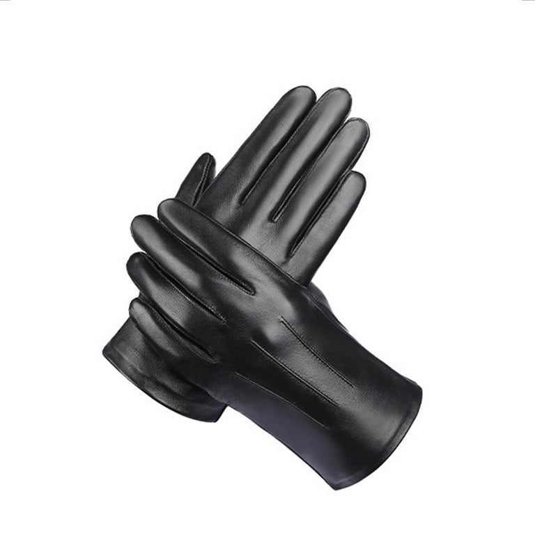 Leather Gloves for Men,Winter Sheepskin Leather Driving Gloves,Touchscreen  Wool Fleece Lined Warm Gloves for Gift