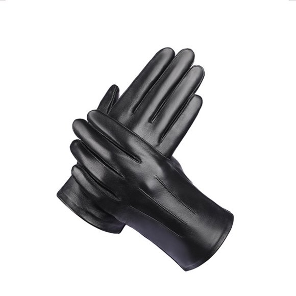 PEZHADA Womens Knit Gloves,Men's Leather Gloves Black Driving Leather Gloves Winter Warm Gloves