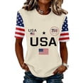 thumbnail image 2 of Evdexr Womens 250th Anniversary Usa Shirts 4th Of July T Shirts Patriotic Short Sleeve Usa Flag Print Tees 1776 2095 Crewneck Casual Plus Size Blouses Army Green L, 2 of 6